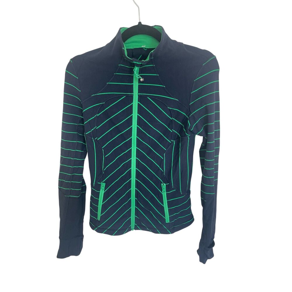 Lululemon Forme Jacket Cuffins Slalom Stripe Inkwell Sz 4 Activewear Workout